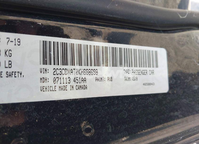 Photo 9 of 2019 Dodge Charger POLICE RWD (VIN 2C3CDXAT0KH688698)