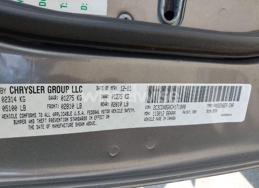 Photo 9 of 2012 Dodge Charger SE (VIN 2C3CDXBG0CH171808)