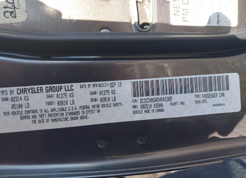 Photo 9 of 2013 Dodge Charger SE (VIN 2C3CDXBG0DH542385)