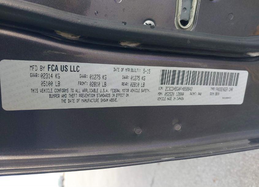 Photo 9 of 2015 Dodge Charger SE (VIN 2C3CDXBG0FH858842)