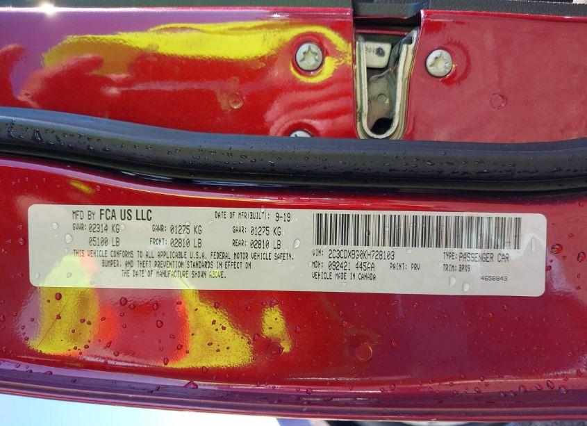 Photo 9 of 2019 Dodge Charger SXT RWD (VIN 2C3CDXBG0KH728103)