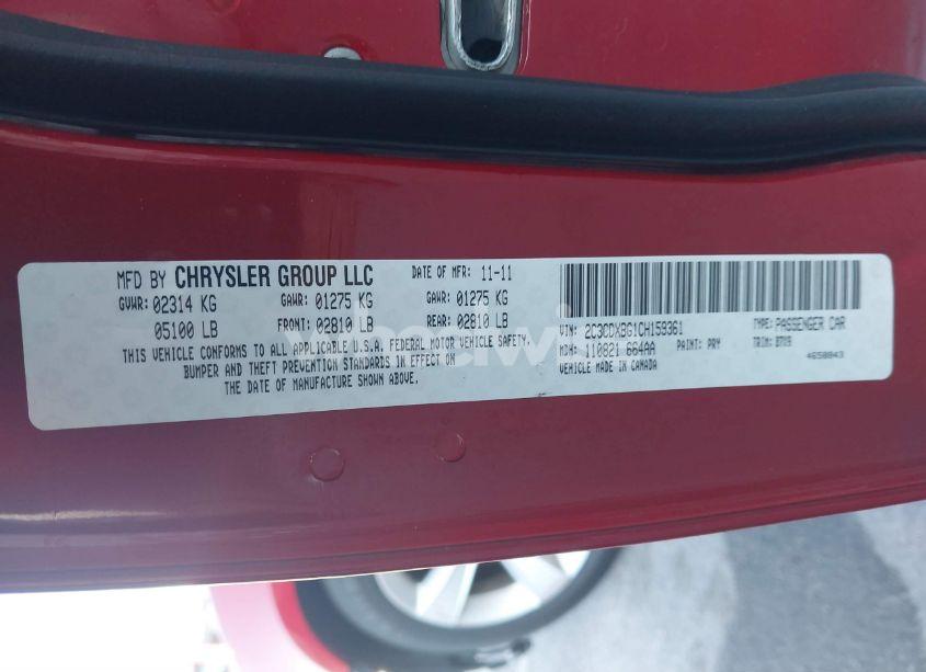 Photo 9 of 2012 Dodge Charger SE (VIN 2C3CDXBG1CH159361)