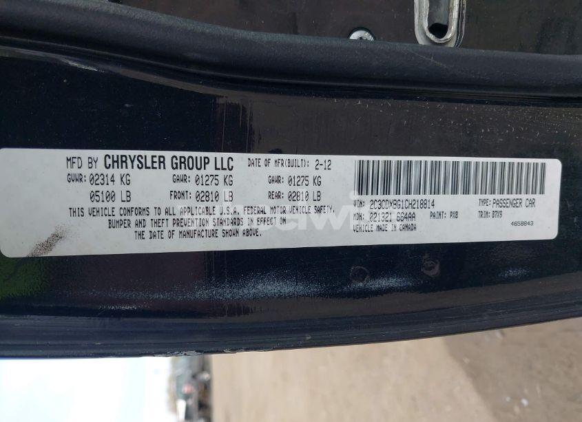 Photo 9 of 2012 Dodge Charger SE (VIN 2C3CDXBG1CH218814)