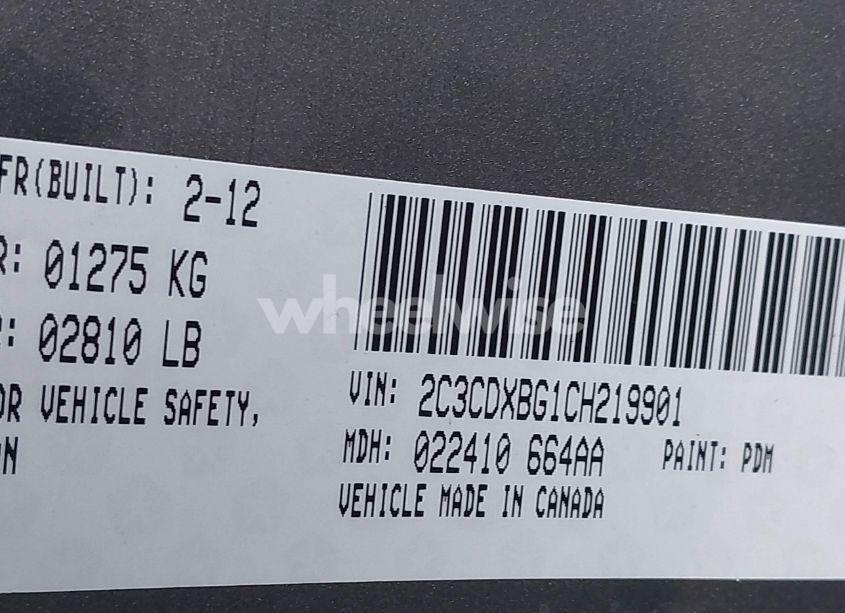 Photo 9 of 2012 Dodge Charger SE (VIN 2C3CDXBG1CH219901)