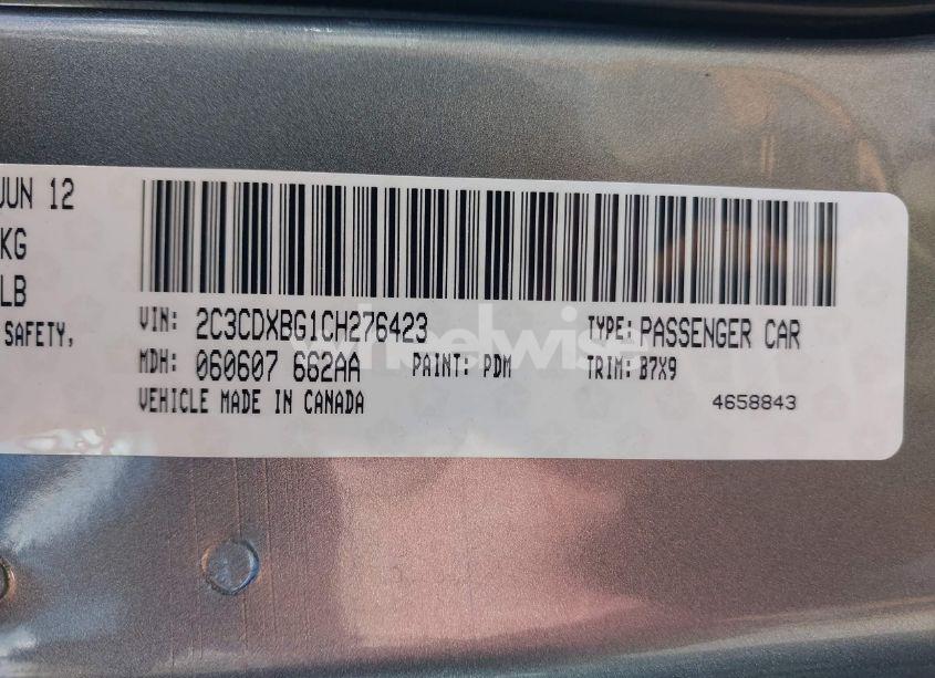 Photo 9 of 2012 Dodge Charger SE (VIN 2C3CDXBG1CH276423)