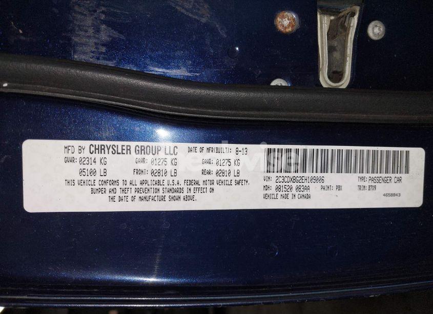 Photo 9 of 2014 Dodge Charger SE (VIN 2C3CDXBG2EH109006)