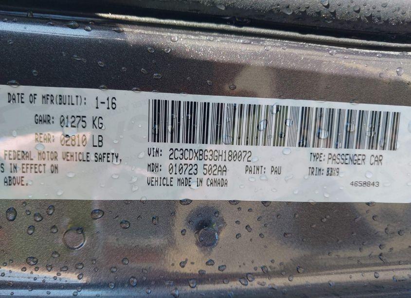 Photo 9 of 2016 Dodge Charger SE (VIN 2C3CDXBG3GH180072)