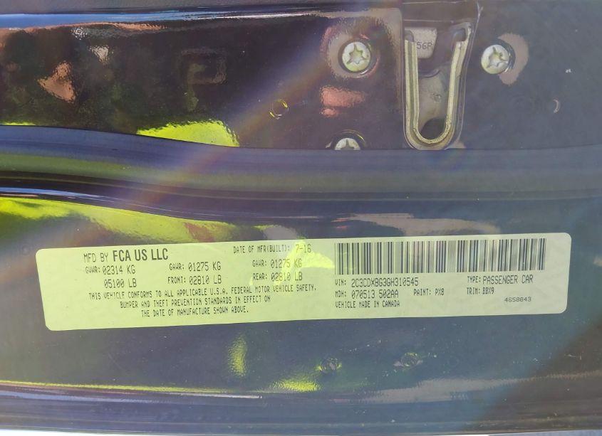 Photo 9 of 2016 Dodge Charger SE (VIN 2C3CDXBG3GH310545)