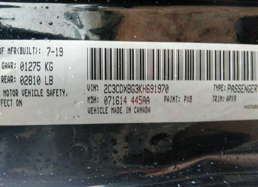 Photo 9 of 2019 Dodge Charger SXT RWD (VIN 2C3CDXBG3KH691970)