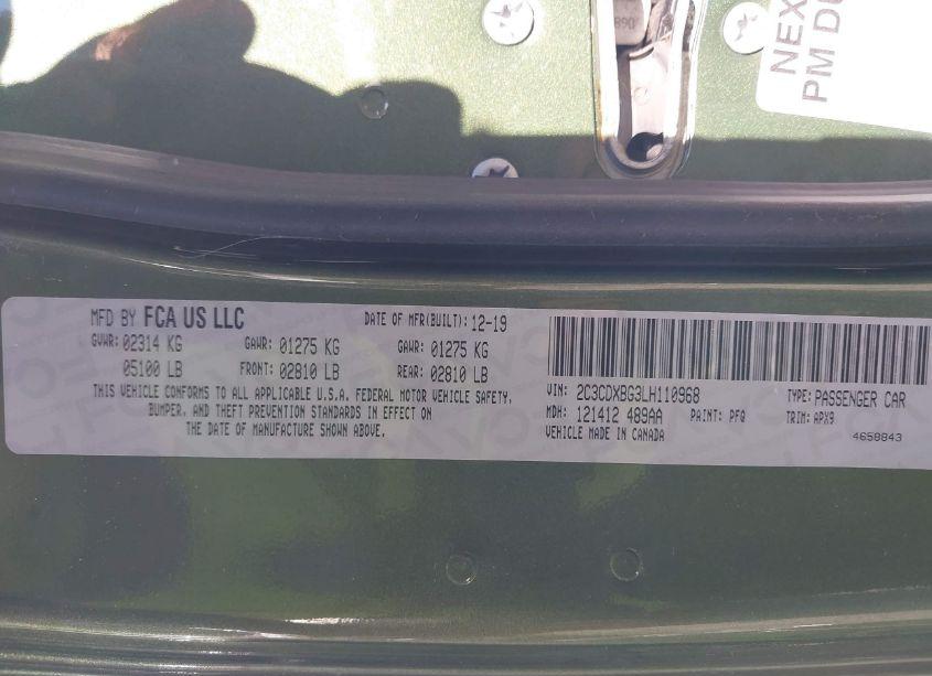 Photo 9 of 2020 Dodge Charger SXT RWD (VIN 2C3CDXBG3LH110968)