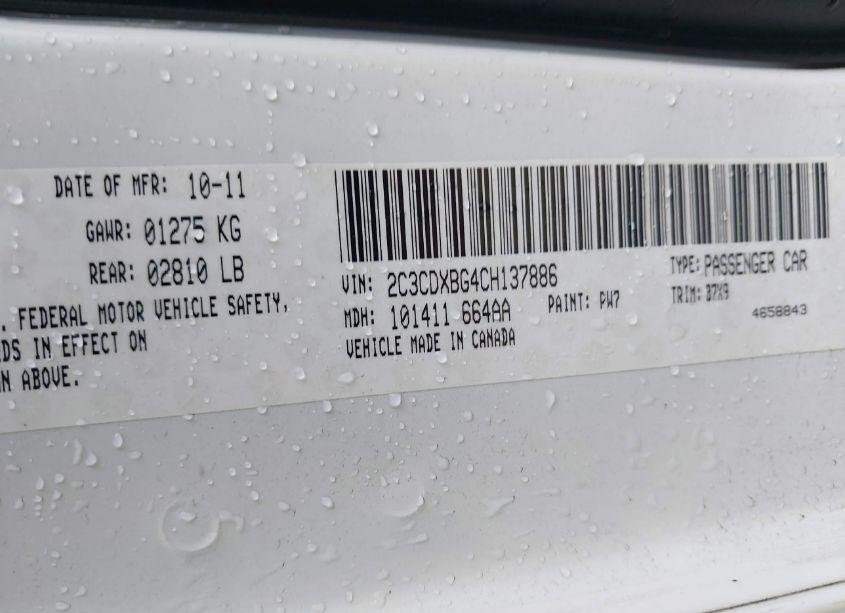 Photo 9 of 2012 Dodge Charger SE (VIN 2C3CDXBG4CH137886)