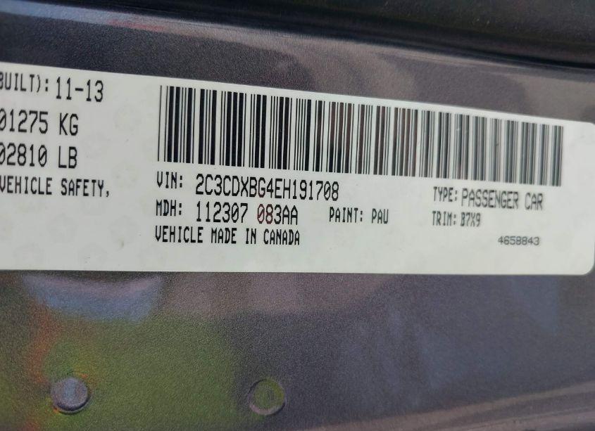 Photo 9 of 2014 Dodge Charger SE (VIN 2C3CDXBG4EH191708)