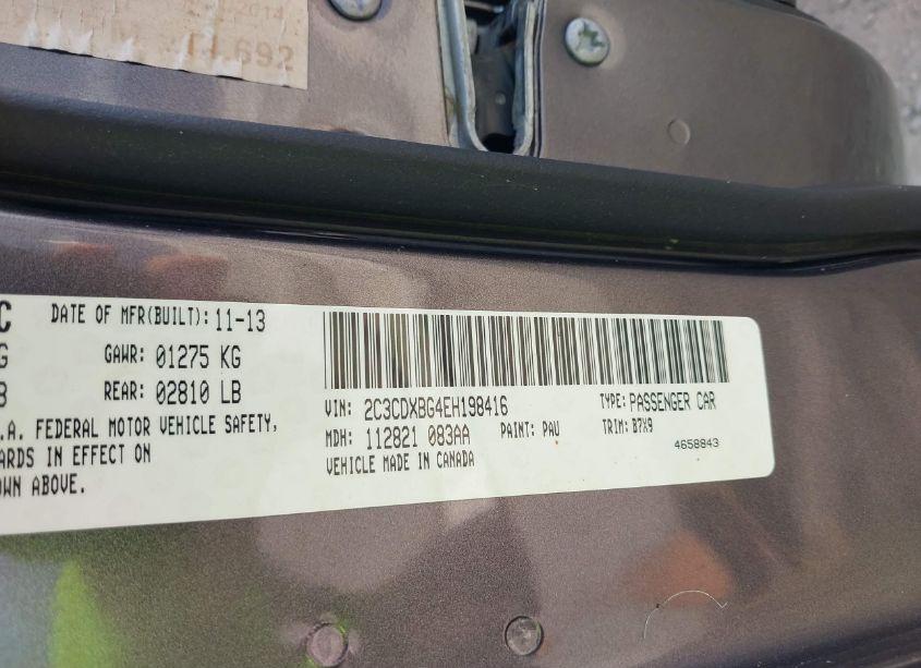 Photo 9 of 2014 Dodge Charger SE (VIN 2C3CDXBG4EH198416)