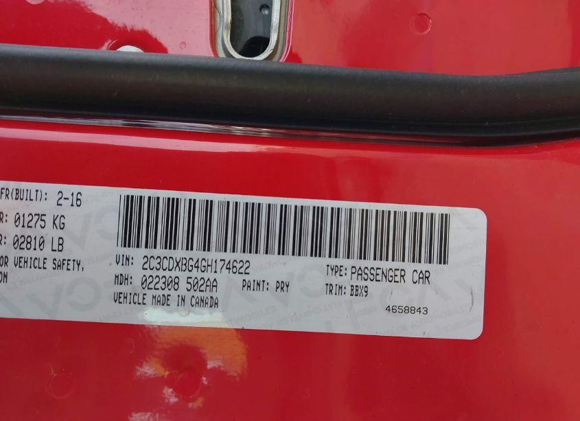 Photo 9 of 2016 Dodge Charger SE (VIN 2C3CDXBG4GH174622)