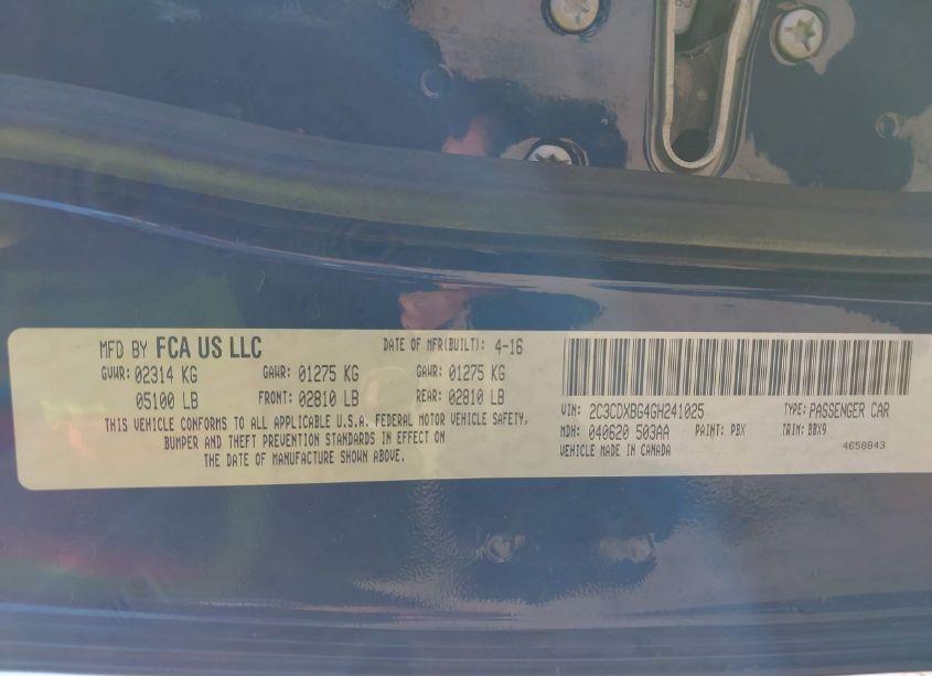 Photo 9 of 2016 Dodge Charger SE (VIN 2C3CDXBG4GH241025)