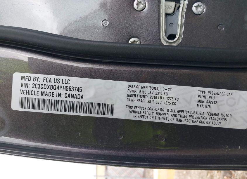 Photo 9 of 2023 Dodge Charger SXT (VIN 2C3CDXBG4PH563745)