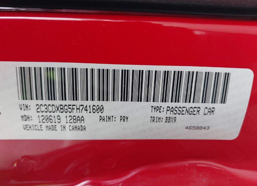 Photo 9 of 2015 Dodge Charger SE (VIN 2C3CDXBG5FH741600)