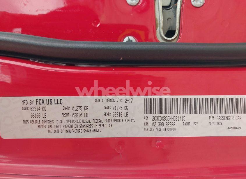 Photo 9 of 2017 Dodge Charger SE RWD (VIN 2C3CDXBG5HH581415)