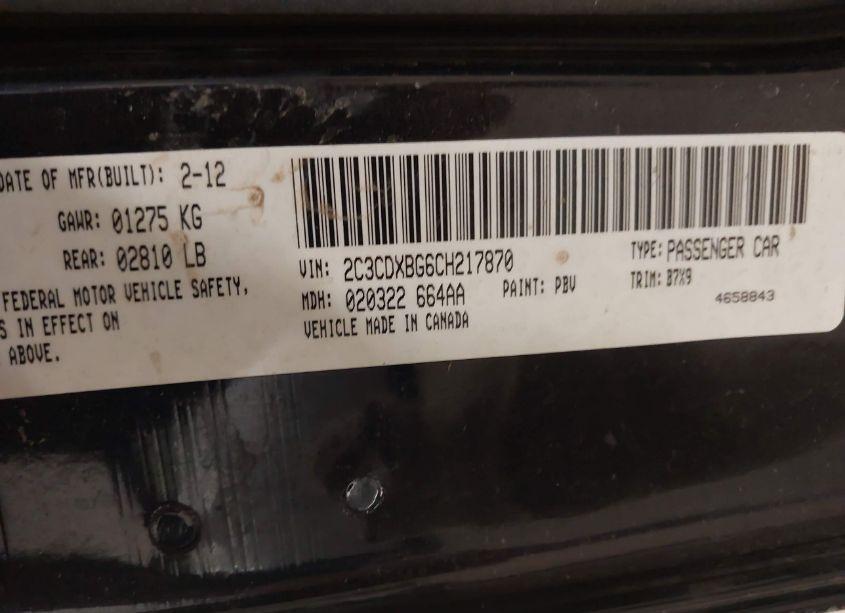 Photo 9 of 2012 Dodge Charger SE (VIN 2C3CDXBG6CH217870)