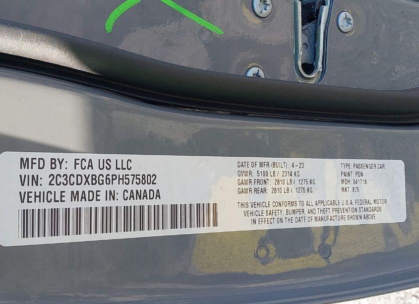 Photo 9 of 2023 Dodge Charger SXT (VIN 2C3CDXBG6PH575802)