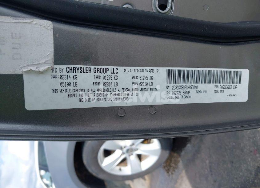 Photo 9 of 2012 Dodge Charger SE (VIN 2C3CDXBG7CH265040)