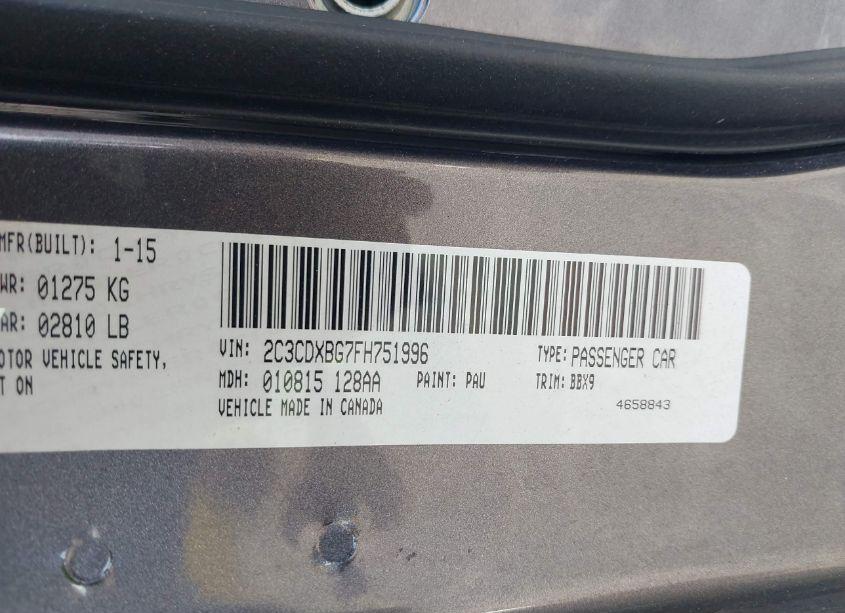 Photo 9 of 2015 Dodge Charger SE (VIN 2C3CDXBG7FH751996)