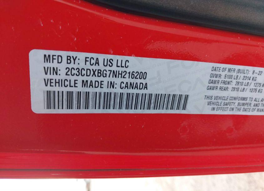 Photo 9 of 2022 Dodge Charger SXT RWD (VIN 2C3CDXBG7NH216200)