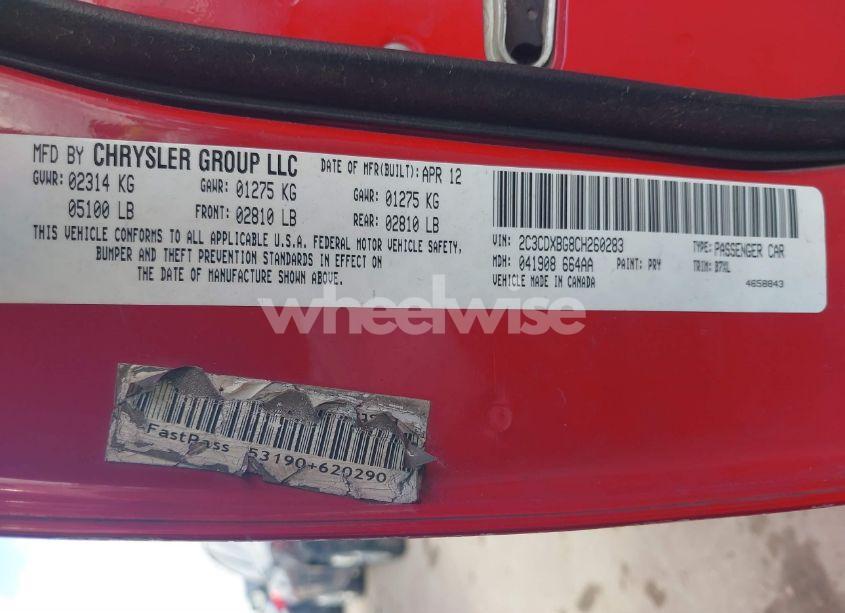 Photo 9 of 2012 Dodge Charger SE (VIN 2C3CDXBG8CH260283)