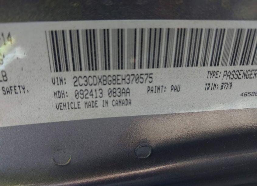 Photo 9 of 2014 Dodge Charger SE (VIN 2C3CDXBG8EH370575)