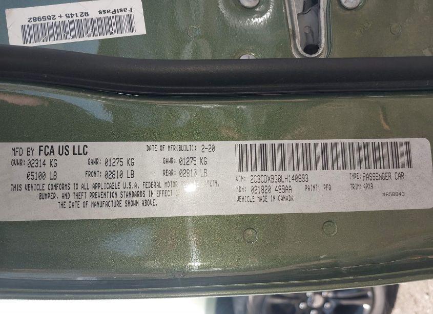 Photo 9 of 2020 Dodge Charger SXT RWD (VIN 2C3CDXBG8LH140693)