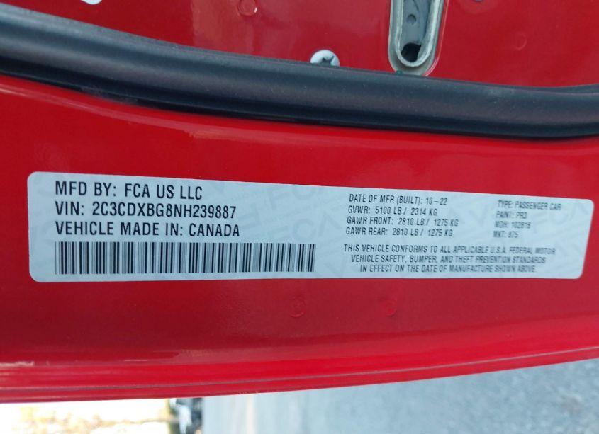 Photo 9 of 2022 Dodge Charger SXT RWD (VIN 2C3CDXBG8NH239887)