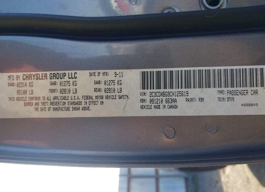 Photo 9 of 2012 Dodge Charger SE (VIN 2C3CDXBG9CH125619)