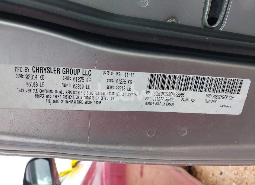 Photo 9 of 2012 Dodge Charger SE (VIN 2C3CDXBG9CH162895)