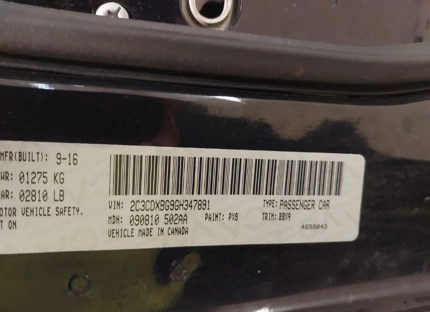 Photo 9 of 2016 Dodge Charger SE (VIN 2C3CDXBG9GH347891)