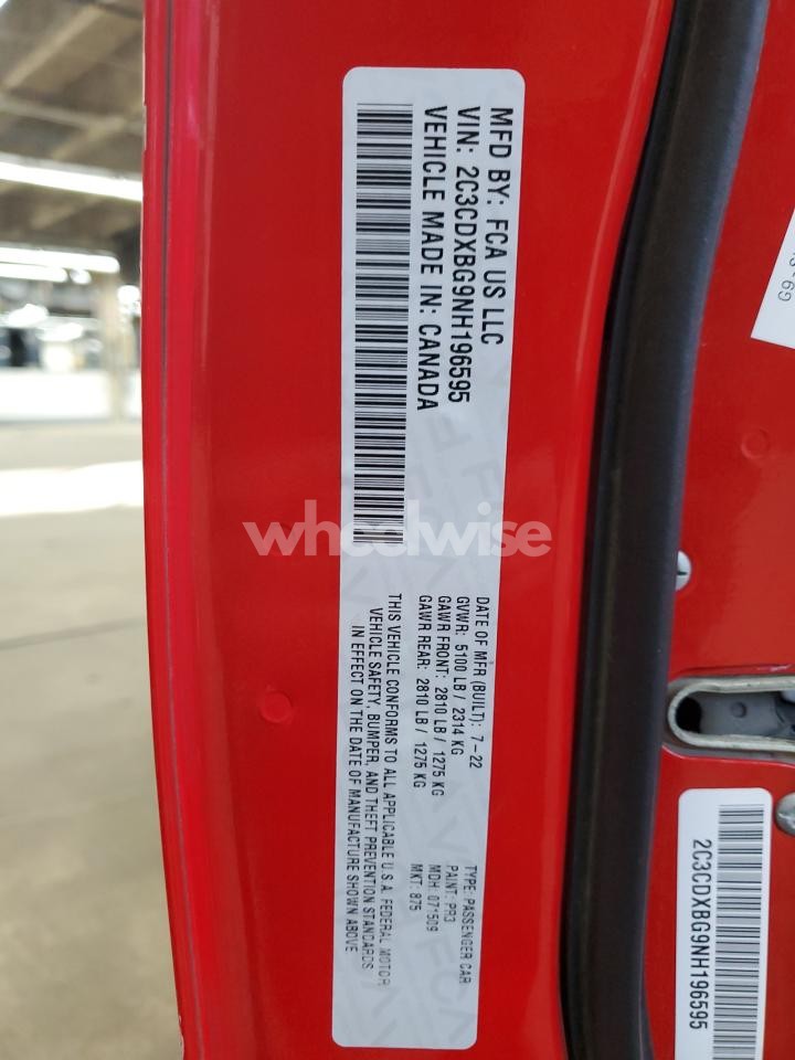 Photo 13 of 2022 DODGE CHARGER SXT (VIN 2C3CDXBG9NH196595)