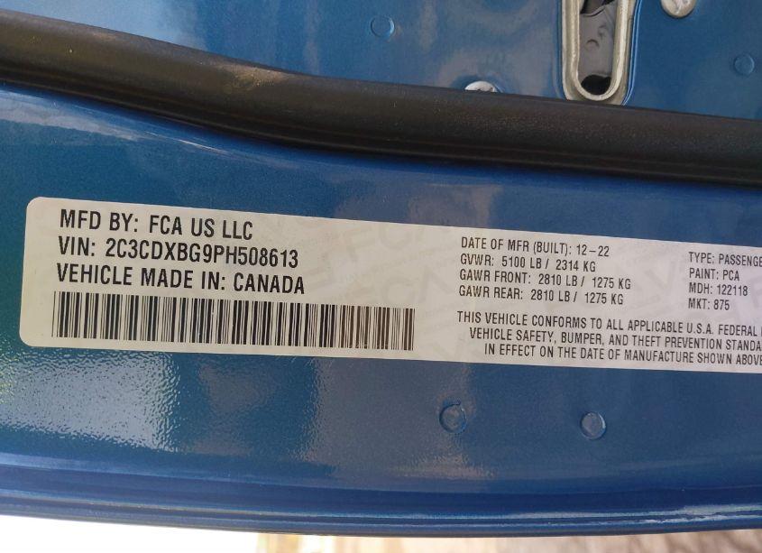 Photo 9 of 2023 Dodge Charger SXT (VIN 2C3CDXBG9PH508613)