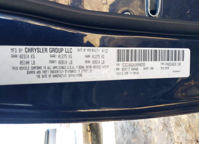 Photo 9 of 2012 Dodge Charger SE (VIN 2C3CDXBGXCH248233)