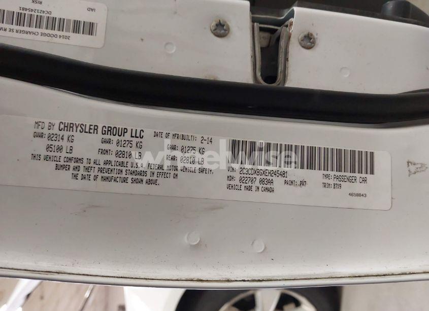 Photo 9 of 2014 Dodge Charger SE (VIN 2C3CDXBGXEH245481)