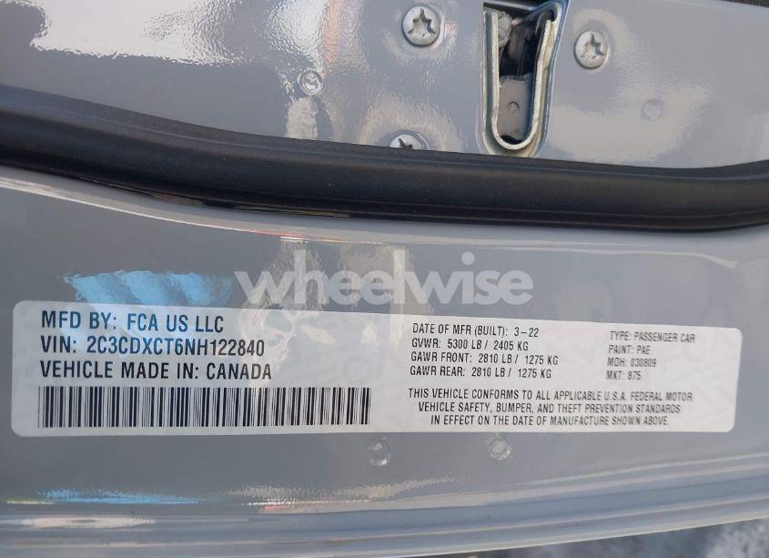 Photo 9 of 2022 Dodge Charger R/T (VIN 2C3CDXCT6NH122840)