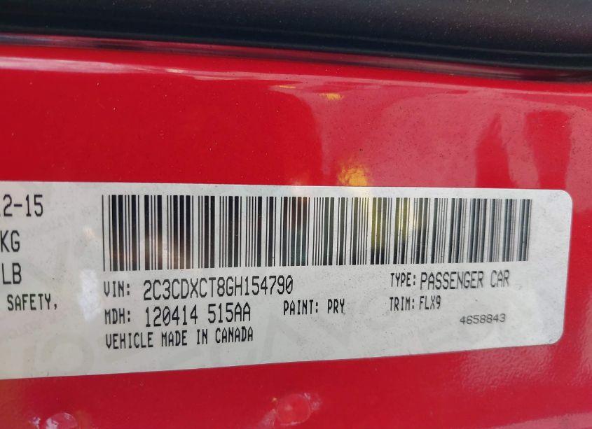 Photo 9 of 2016 Dodge Charger ROAD/TRACK (VIN 2C3CDXCT8GH154790)