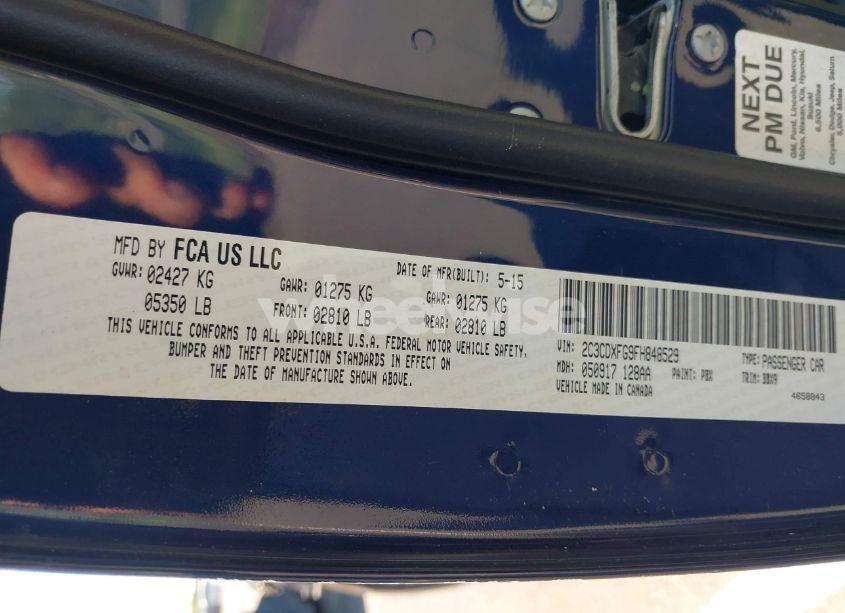 Photo 9 of 2015 Dodge Charger SE (VIN 2C3CDXFG9FH848529)