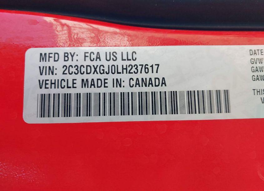 Photo 9 of 2020 Dodge Charger SCAT PACK RWD (VIN 2C3CDXGJ0LH237617)