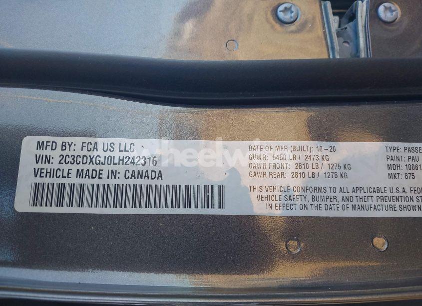 Photo 9 of 2020 Dodge Charger SCAT PACK RWD (VIN 2C3CDXGJ0LH242316)