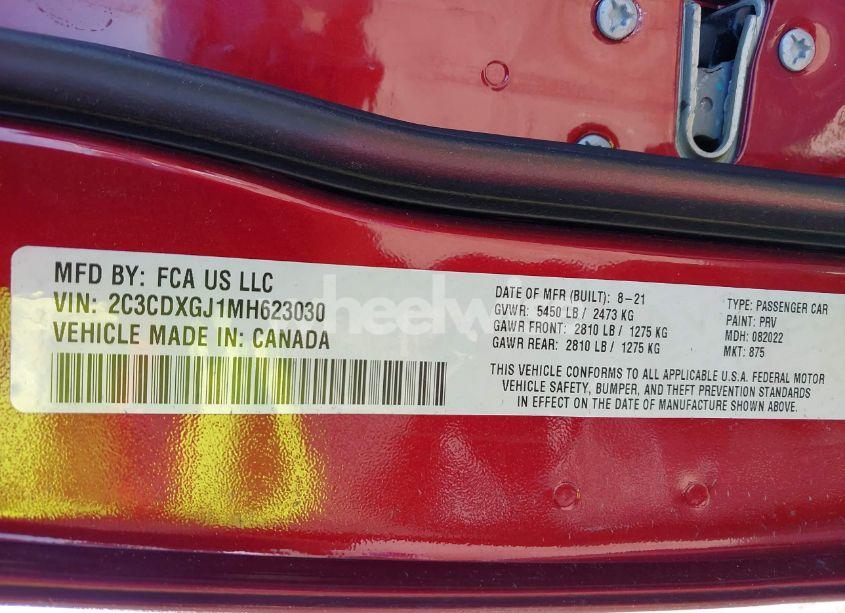 Photo 9 of 2021 Dodge Charger SCAT PACK WIDEBODY RWD (VIN 2C3CDXGJ1MH623030)