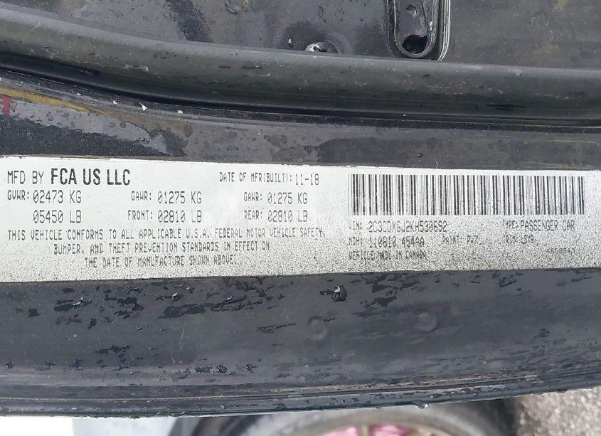 Photo 9 of 2019 Dodge Charger SCAT PACK RWD (VIN 2C3CDXGJ2KH530692)