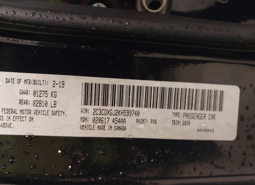 Photo 9 of 2019 Dodge Charger SCAT PACK RWD (VIN 2C3CDXGJ2KH599740)