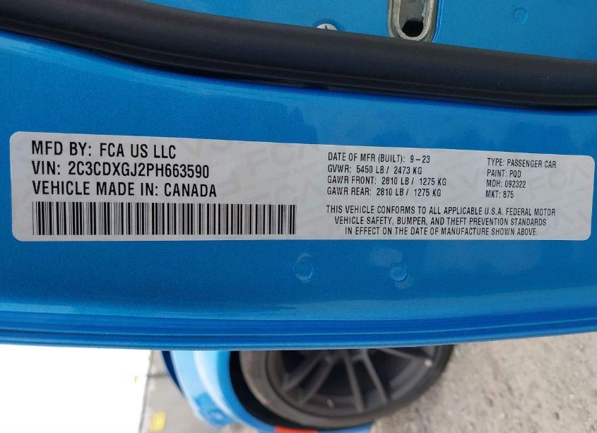 Photo 9 of 2023 Dodge Charger SCAT PACK WIDEBODY (VIN 2C3CDXGJ2PH663590)