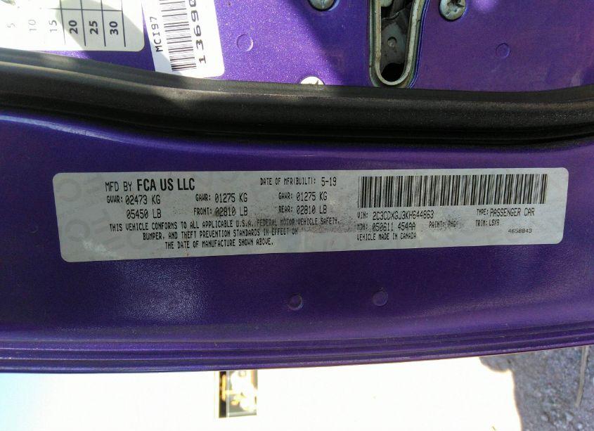 Photo 9 of 2019 Dodge Charger SCAT PACK RWD (VIN 2C3CDXGJ3KH644863)