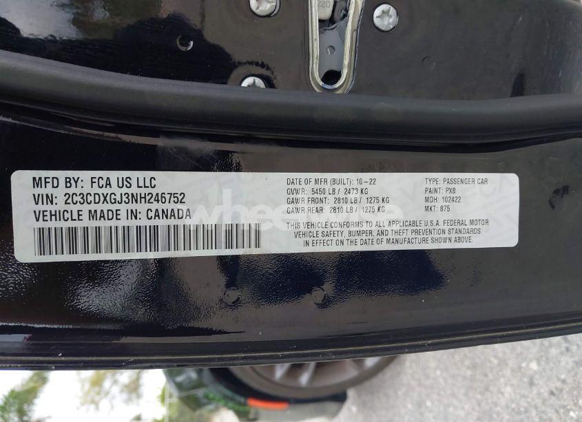 Photo 9 of 2022 Dodge Charger SCAT PACK (VIN 2C3CDXGJ3NH246752)