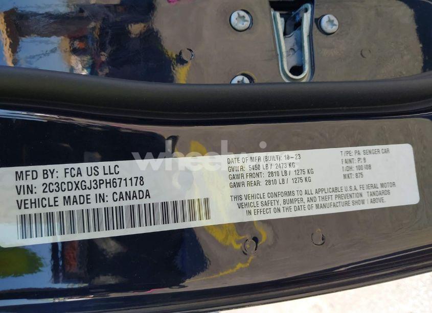 Photo 9 of 2023 Dodge Charger SCAT PACK WIDEBODY (VIN 2C3CDXGJ3PH671178)